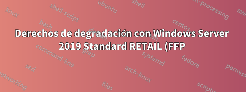 Derechos de degradación con Windows Server 2019 Standard RETAIL (FFP) Edición con licencia
