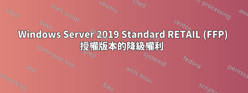 Windows Server 2019 Standard RETAIL (FFP) 授權版本的降級權利 