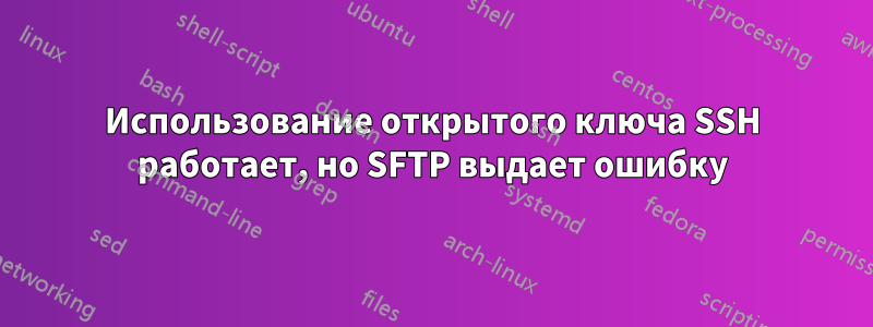 Использование открытого ключа SSH работает, но SFTP выдает ошибку