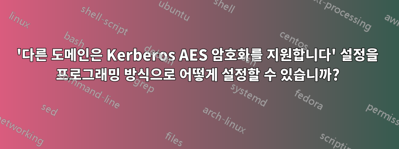 '다른 도메인은 Kerberos AES 암호화를 지원합니다' 설정을 프로그래밍 방식으로 어떻게 설정할 수 있습니까?