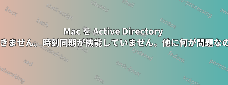 Mac を Active Directory にバインドできません。時刻同期が機能していません。他に何が問題なのでしょうか?