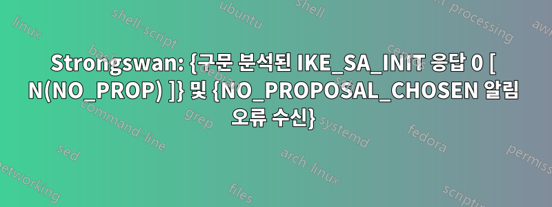 Strongswan: {구문 분석된 IKE_SA_INIT 응답 0 [ N(NO_PROP) ]} 및 {NO_PROPOSAL_CHOSEN 알림 오류 수신}