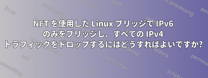 NFT を使用した Linux ブリッジで IPv6 のみをブリッジし、すべての IPv4 トラフィックをドロップするにはどうすればよいですか?