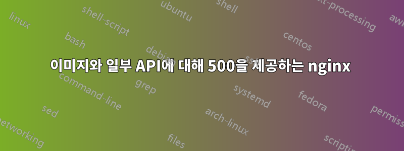 이미지와 일부 API에 대해 500을 제공하는 nginx