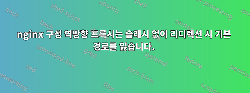 nginx 구성 역방향 프록시는 슬래시 없이 리디렉션 시 기본 경로를 잃습니다.