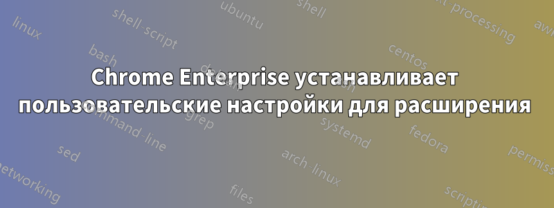 Chrome Enterprise устанавливает пользовательские настройки для расширения