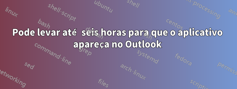 Pode levar até seis horas para que o aplicativo apareça no Outlook