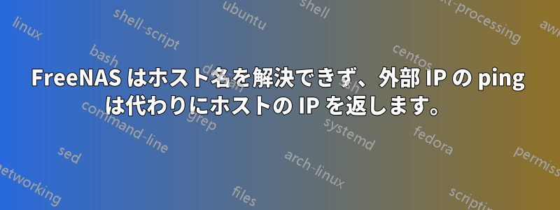 FreeNAS はホスト名を解決できず、外部 IP の ping は代わりにホストの IP を返します。