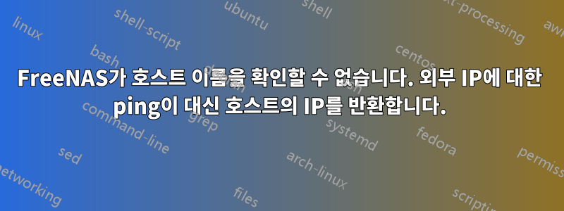 FreeNAS가 호스트 이름을 확인할 수 없습니다. 외부 IP에 대한 ping이 대신 호스트의 IP를 반환합니다.