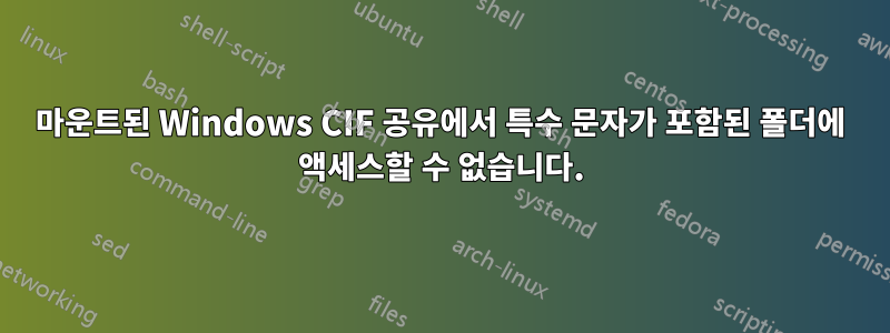 마운트된 Windows CIF 공유에서 특수 문자가 포함된 폴더에 액세스할 수 없습니다.