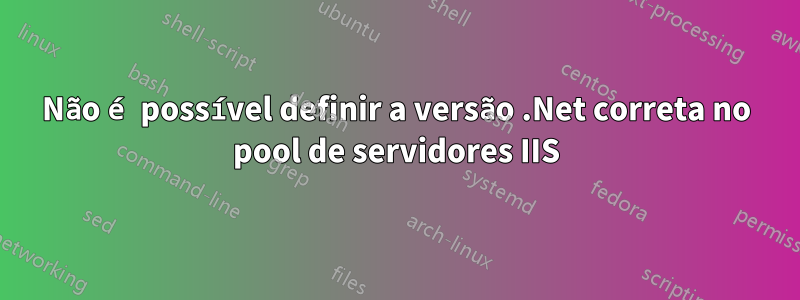 Não é possível definir a versão .Net correta no pool de servidores IIS