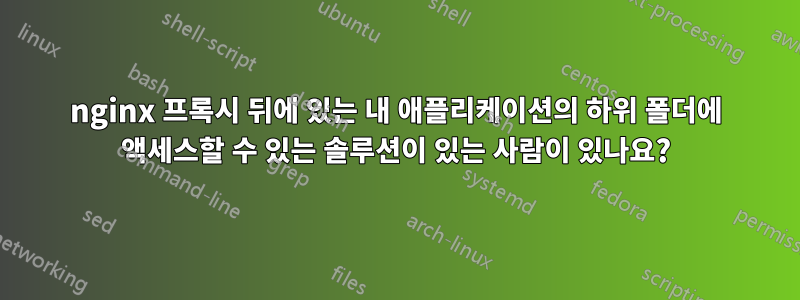 nginx 프록시 뒤에 있는 내 애플리케이션의 하위 폴더에 액세스할 수 있는 솔루션이 있는 사람이 있나요?