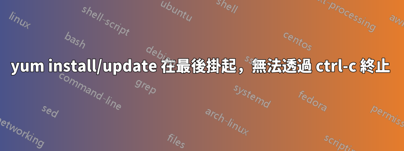 yum install/update 在最後掛起，無法透過 ctrl-c 終止