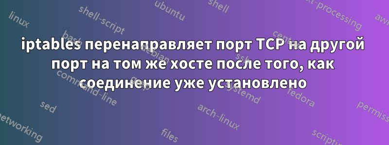 iptables перенаправляет порт TCP на другой порт на том же хосте после того, как соединение уже установлено