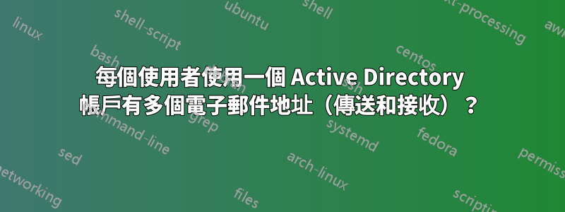 每個使用者使用一個 Active Directory 帳戶有多個電子郵件地址（傳送和接收）？