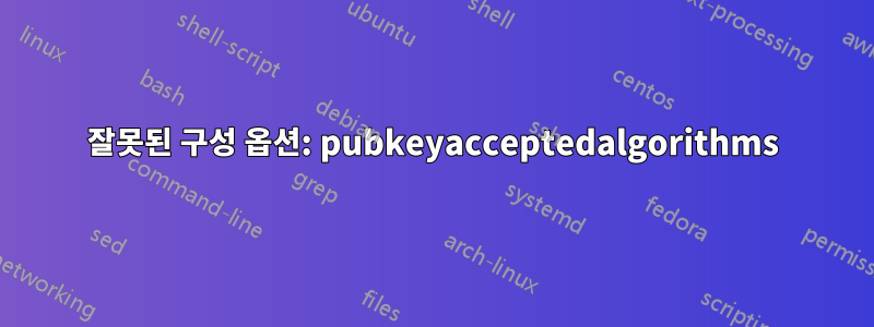 잘못된 구성 옵션: pubkeyacceptedalgorithms