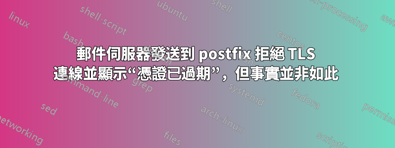 郵件伺服器發送到 postfix 拒絕 TLS 連線並顯示“憑證已過期”，但事實並非如此