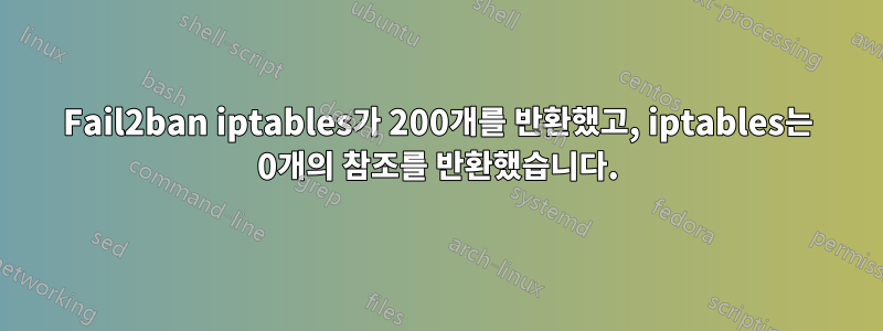 Fail2ban iptables가 200개를 반환했고, iptables는 0개의 참조를 반환했습니다.
