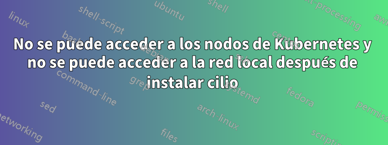 No se puede acceder a los nodos de Kubernetes y no se puede acceder a la red local después de instalar cilio