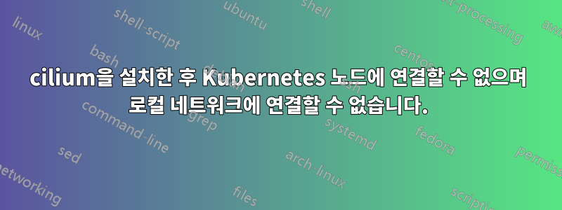 cilium을 설치한 후 Kubernetes 노드에 연결할 수 없으며 로컬 네트워크에 연결할 수 없습니다.