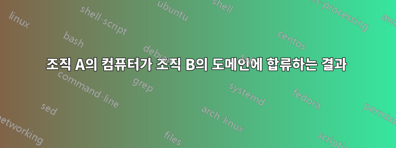 조직 A의 컴퓨터가 조직 B의 도메인에 합류하는 결과