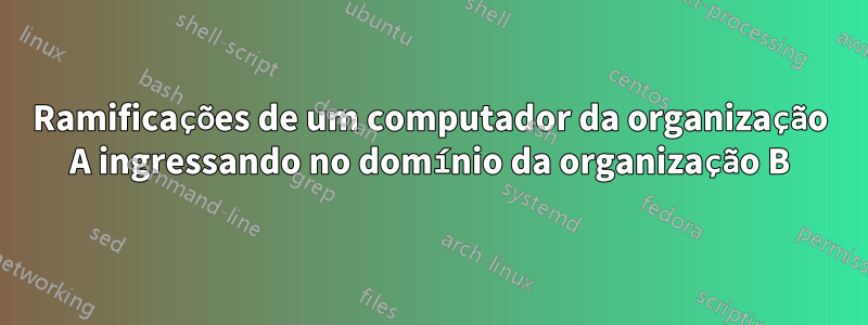 Ramificações de um computador da organização A ingressando no domínio da organização B