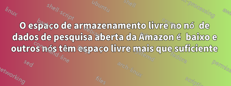 O espaço de armazenamento livre no nó de dados de pesquisa aberta da Amazon é baixo e outros nós têm espaço livre mais que suficiente