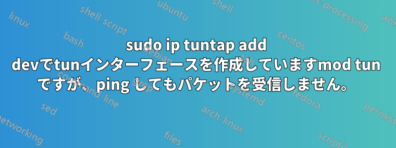 sudo ip tuntap add devでtunインターフェースを作成していますmod tun ですが、ping してもパケットを受信しません。