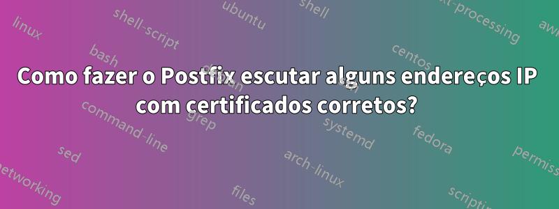 Como fazer o Postfix escutar alguns endereços IP com certificados corretos?