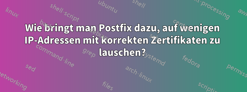 Wie bringt man Postfix dazu, auf wenigen IP-Adressen mit korrekten Zertifikaten zu lauschen?