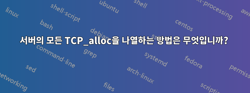 서버의 모든 TCP_alloc을 나열하는 방법은 무엇입니까?