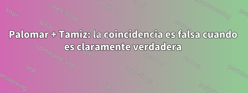 Palomar + Tamiz: la coincidencia es falsa cuando es claramente verdadera