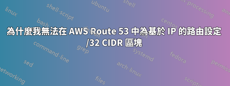 為什麼我無法在 AWS Route 53 中為基於 IP 的路由設定 /32 CIDR 區塊
