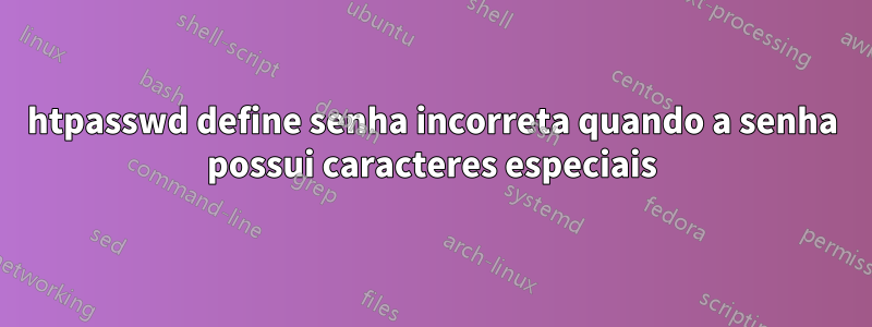 htpasswd define senha incorreta quando a senha possui caracteres especiais