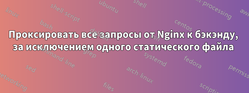 Проксировать все запросы от Nginx к бэкэнду, за исключением одного статического файла