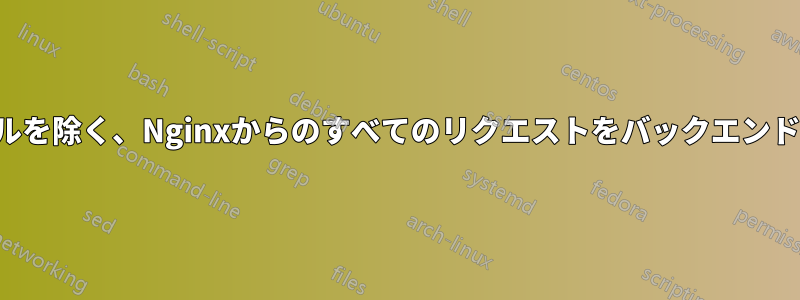 1つの静的ファイルを除く、Nginxからのすべてのリクエストをバックエンドにプロキシする