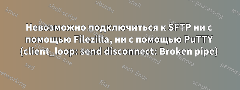 Невозможно подключиться к SFTP ни с помощью Filezilla, ни с помощью PuTTY (client_loop: send disconnect: Broken pipe)
