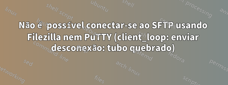 Não é possível conectar-se ao SFTP usando Filezilla nem PuTTY (client_loop: enviar desconexão: tubo quebrado)