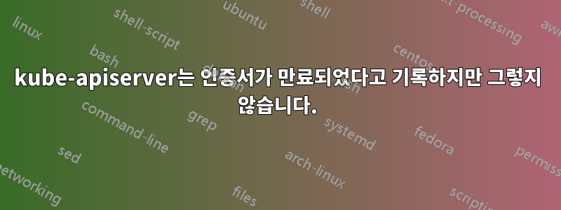 kube-apiserver는 인증서가 만료되었다고 기록하지만 그렇지 않습니다.