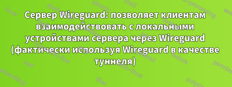 Сервер Wireguard: позволяет клиентам взаимодействовать с локальными устройствами сервера через Wireguard (фактически используя Wireguard в качестве туннеля)
