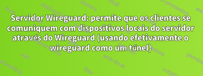 Servidor Wireguard: permite que os clientes se comuniquem com dispositivos locais do servidor através do Wireguard (usando efetivamente o wireguard como um túnel)
