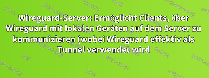 Wireguard-Server: Ermöglicht Clients, über Wireguard mit lokalen Geräten auf dem Server zu kommunizieren (wobei Wireguard effektiv als Tunnel verwendet wird).
