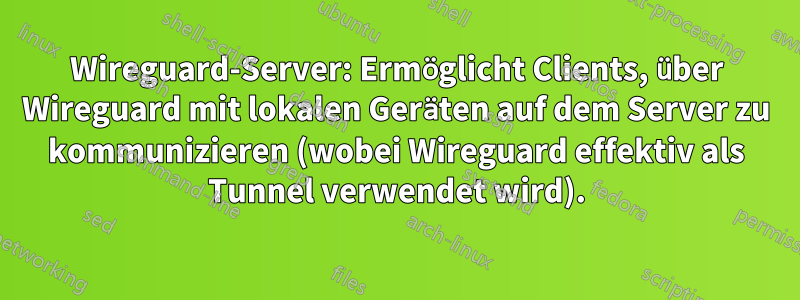 Wireguard-Server: Ermöglicht Clients, über Wireguard mit lokalen Geräten auf dem Server zu kommunizieren (wobei Wireguard effektiv als Tunnel verwendet wird).