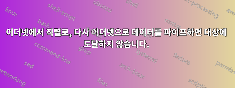 이더넷에서 직렬로, 다시 이더넷으로 데이터를 파이프하면 대상에 도달하지 않습니다.