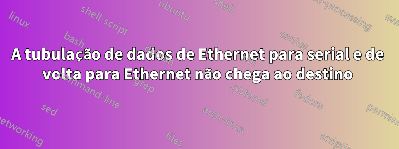 A tubulação de dados de Ethernet para serial e de volta para Ethernet não chega ao destino