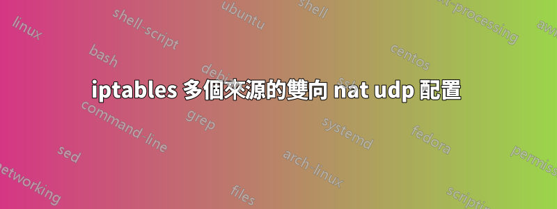 iptables 多個來源的雙向 nat udp 配置