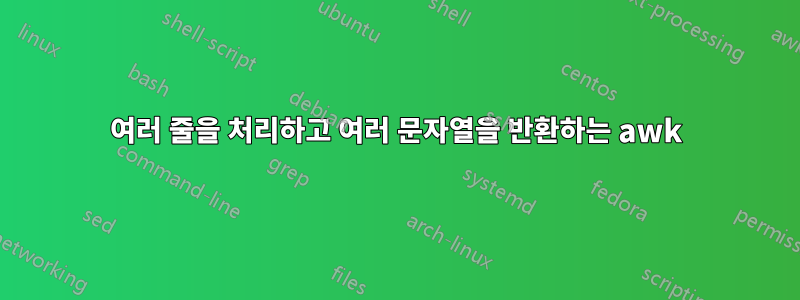 여러 줄을 처리하고 여러 문자열을 반환하는 awk