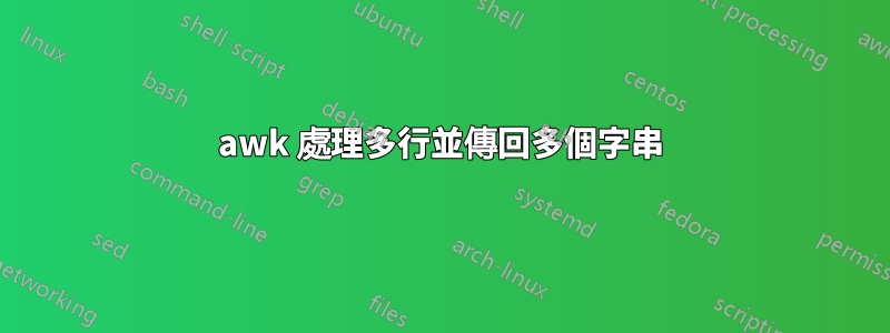 awk 處理多行並傳回多個字串