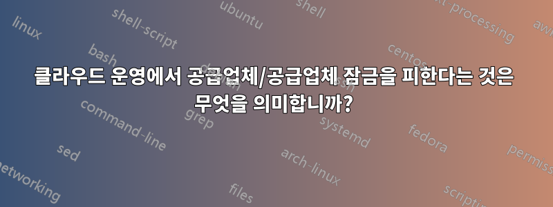 클라우드 운영에서 공급업체/공급업체 잠금을 피한다는 것은 무엇을 의미합니까?