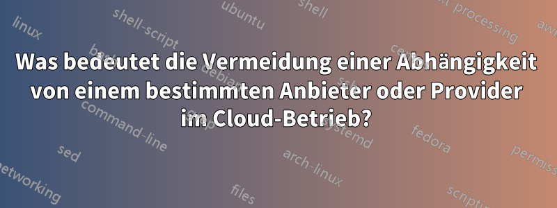 Was bedeutet die Vermeidung einer Abhängigkeit von einem bestimmten Anbieter oder Provider im Cloud-Betrieb?